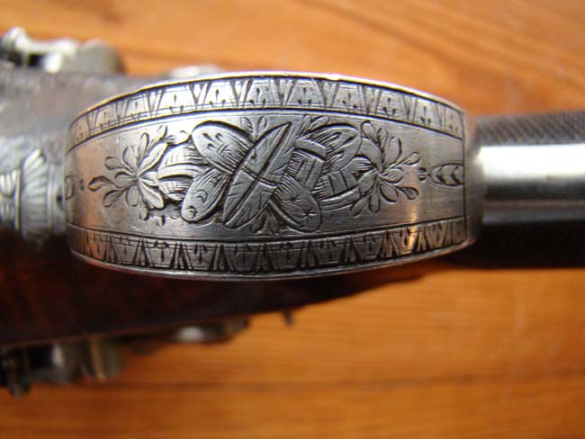 A fine pair of Double Barreled English Flintlock Coach Pistols by James Wilkinson, London, circa 1810, Gunmaker to His Majesty King George III. — image 8